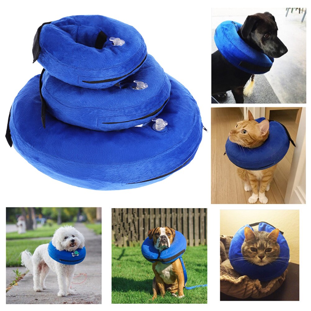 Inflatable Pet Collar Dog Cat Thick Liner Anti-Bite Neck Cushion Recovery Protective Circle Collar For Small Large Dogs