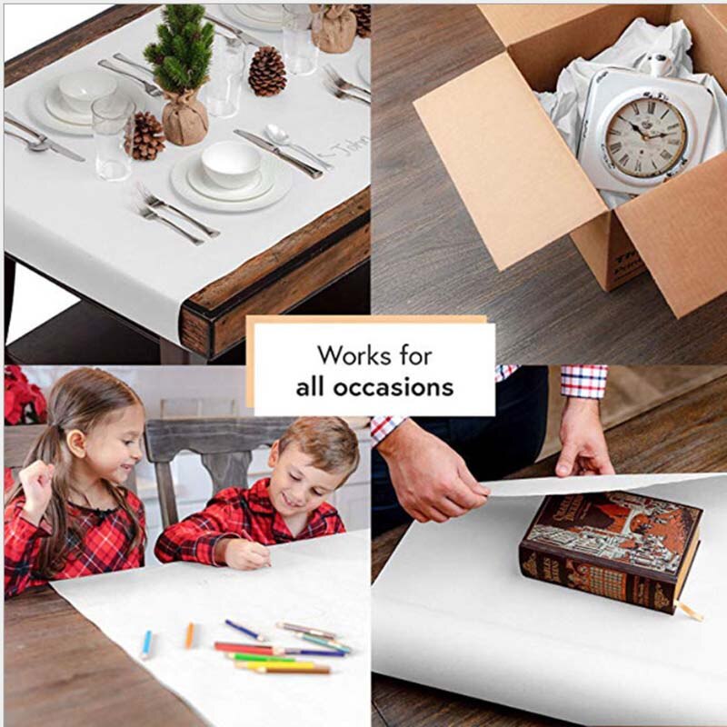 Roll White Kraft Paper Roll Crafts Packaging Decorative Paper 0.3m Wide*30m Long 12inch-100 Feet