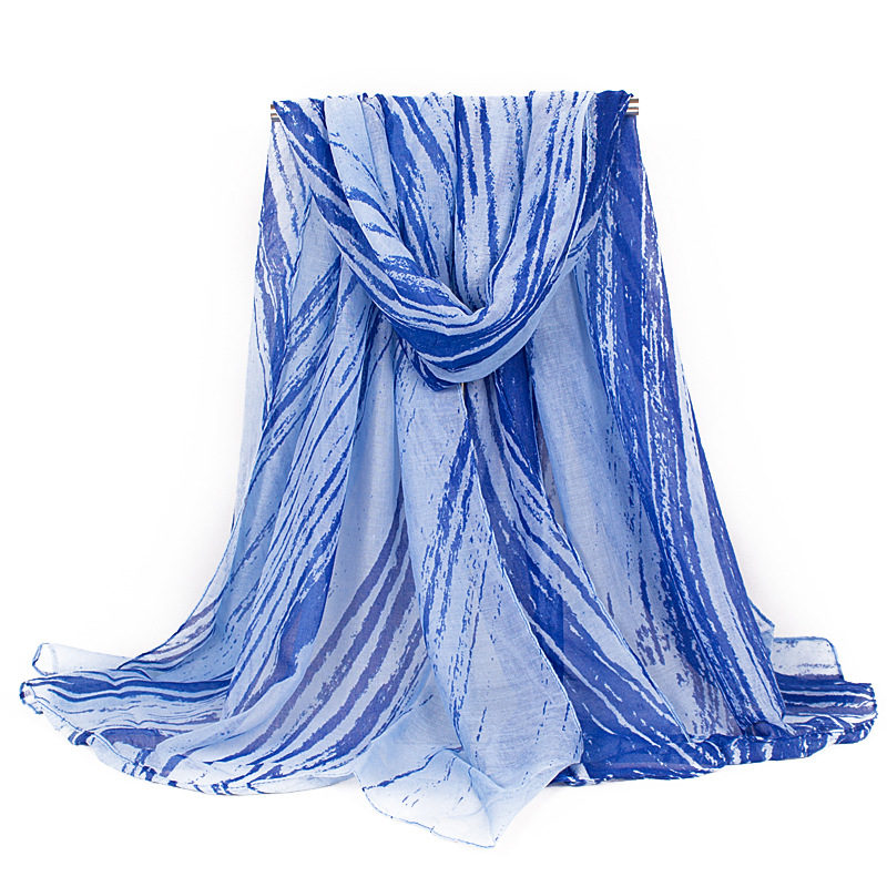 Lightweight Print Polyester Women Scarf Long Large Warm Soft Beach Shawl And Warps Blue Pink Orange 180*110 cm: blue-1412