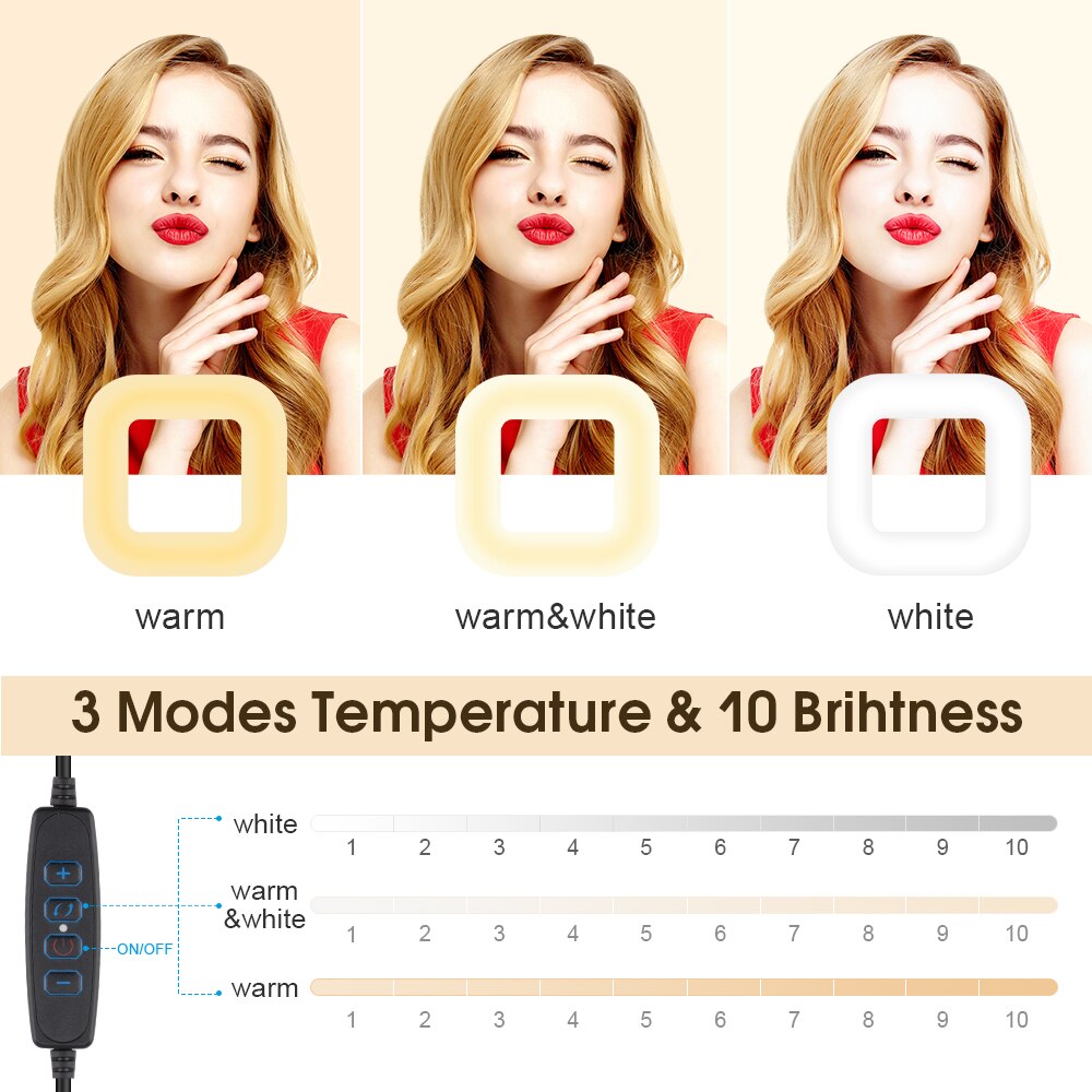 LED Selfie Ring Light Photography Dimmable Camera Phone Ring Lamp With Table Tripods For Makeup Video Live Studio