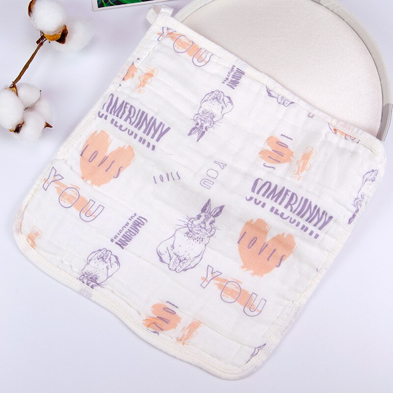 1 stuk Wasoyoli Kleurrijke Gedrukt Burp Clothsf 30*30 CM 100% Mousseline Katoen 6 Lagen Zakdoek Zachte Baby Handdoek: Pig