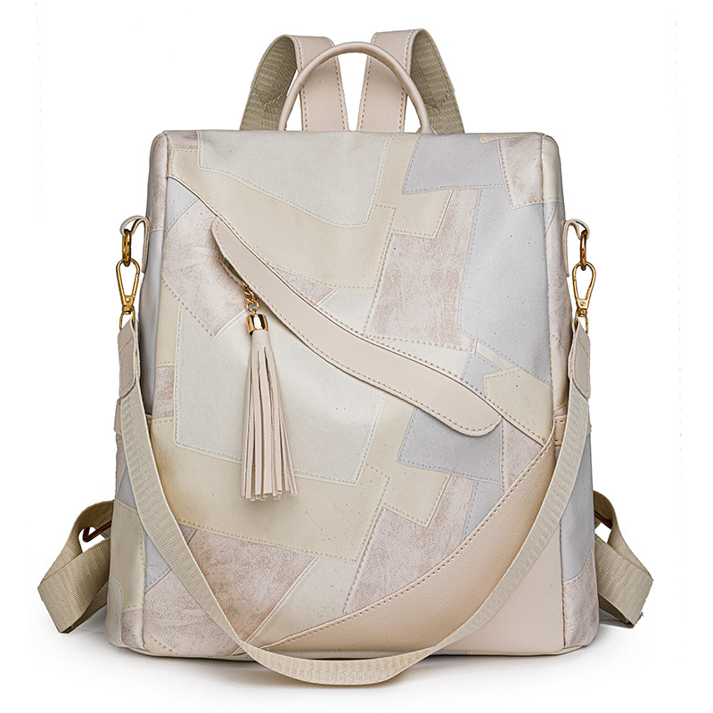 Backpack Ladies Large Capacity Soft PU Backpack Retro Casual Versatile School Bag Travel Bag