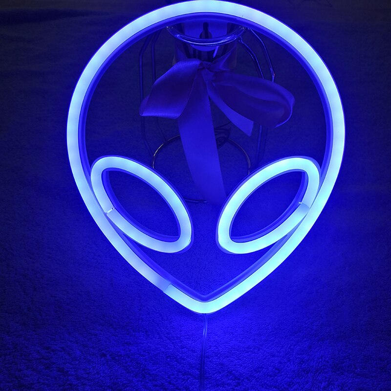 Led Neon Lamp Elliptische Planeet Neon Sign Neon Light Batterij Aangedreven Home Decoratieve Muur Light Party Room Verlichting Decor: alien blue