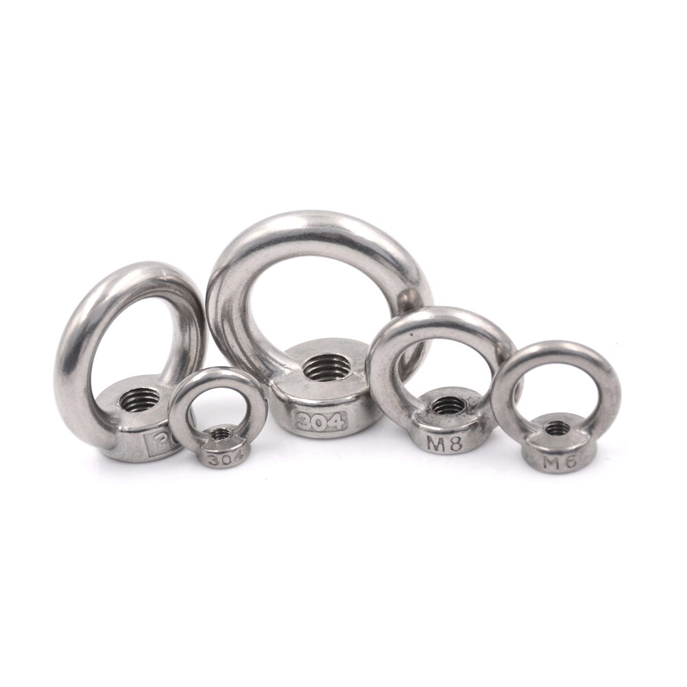 Marine Lifting Eye nut Ring Nut Loop Hole for Cable Rope Lifting One Piece M5/M6/M8/M10/M12 Eye Nut Stainless Steel