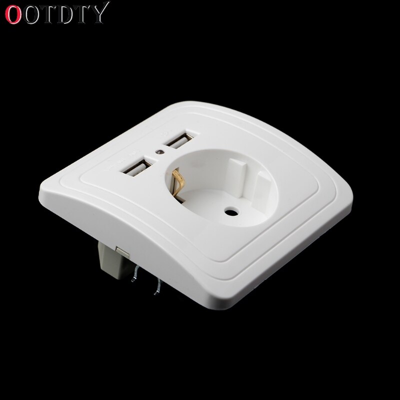 OOTDTY Dual USB Port 5V 2A Electric Wall Charger Adapter EU Plug Socket Switch Power Charging Outlet