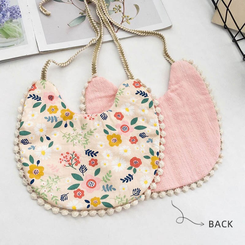 Double Side Katoen Linnen Slabbers Vintage Bloemen Tassel Pasgeboren Speeksel Handdoek Baby Peuter Diner Feeding Slabbetjes Burp Doeken: flower 02