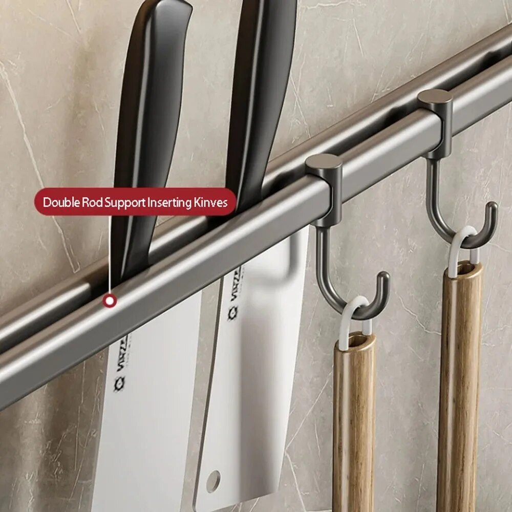 Ganchos organizadores de cocina, colgadores de pared, estante para utensilios de cocina, soporte para cuchillos, tabla de cortar, tapa de cuchara, accesorios de almacenamiento sin taladro