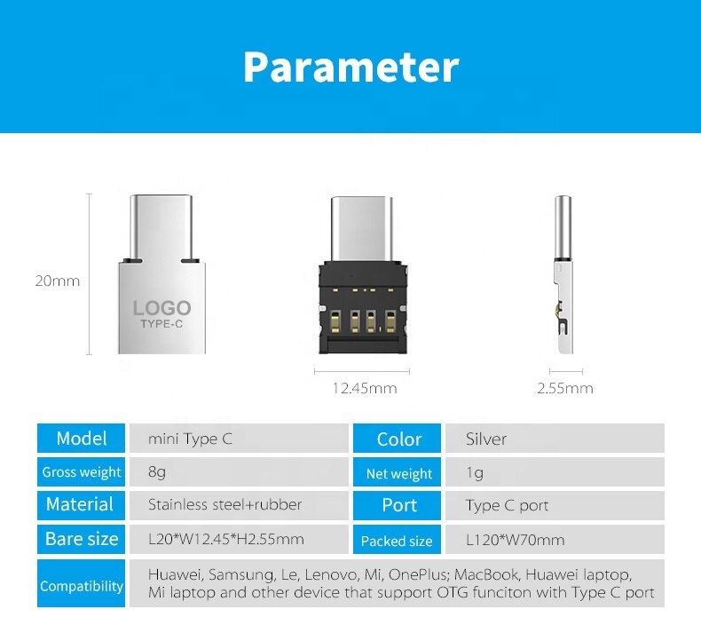 Ceamere Factory Supply Type C Cable OTG Adapter Smart Phone Camera Tablet Computer Data Transmission OTG To Type C Cable