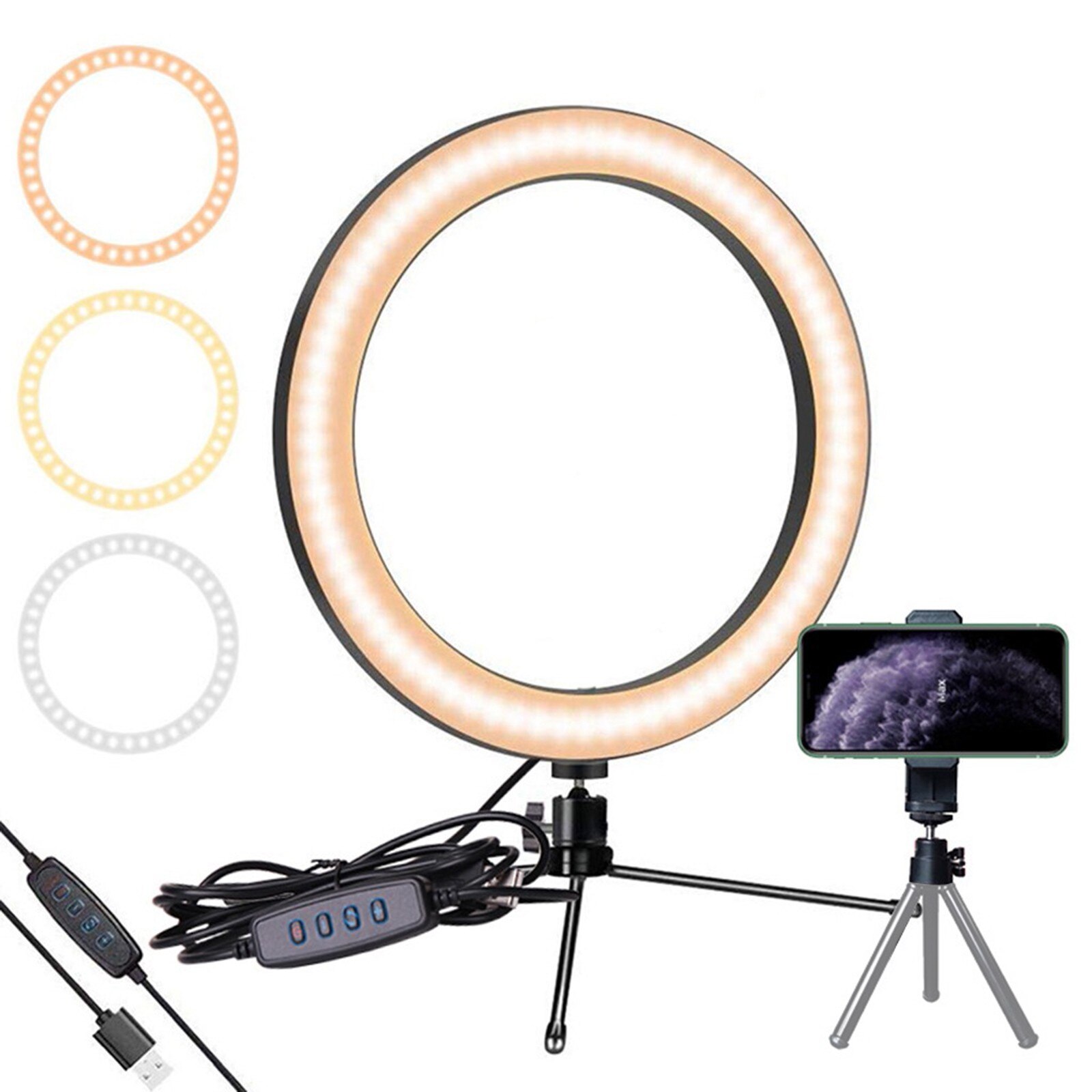 10” Dimmable LED Studio Camera Ring Light Photo Phone Video Light Annular Lamp