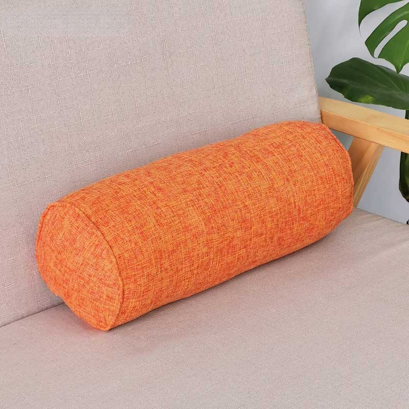 Almohada larga interior redonda para el hogar, cojín Rectangular para dormir, siesta, cojín de lino de algodón de imitación, accesorios de dormitorio: Naranja / 15x15x60cm