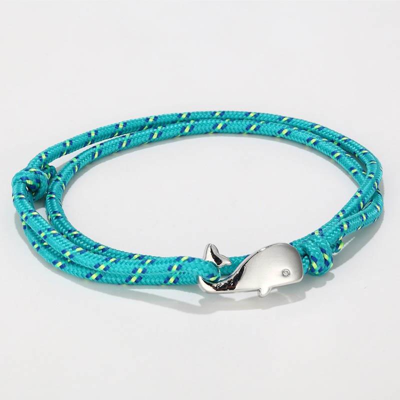 Bracelet ancre Style marin pour hommes et femmes, 1 pièce, corde de Parachute de Camping, queue de baleine, crochets métalliques: Mint Green