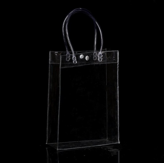 1pc kvinnor klar transparent shoppingväska tote strandväska handväska återvinningsförpackning solid stor hink för kvinnor män