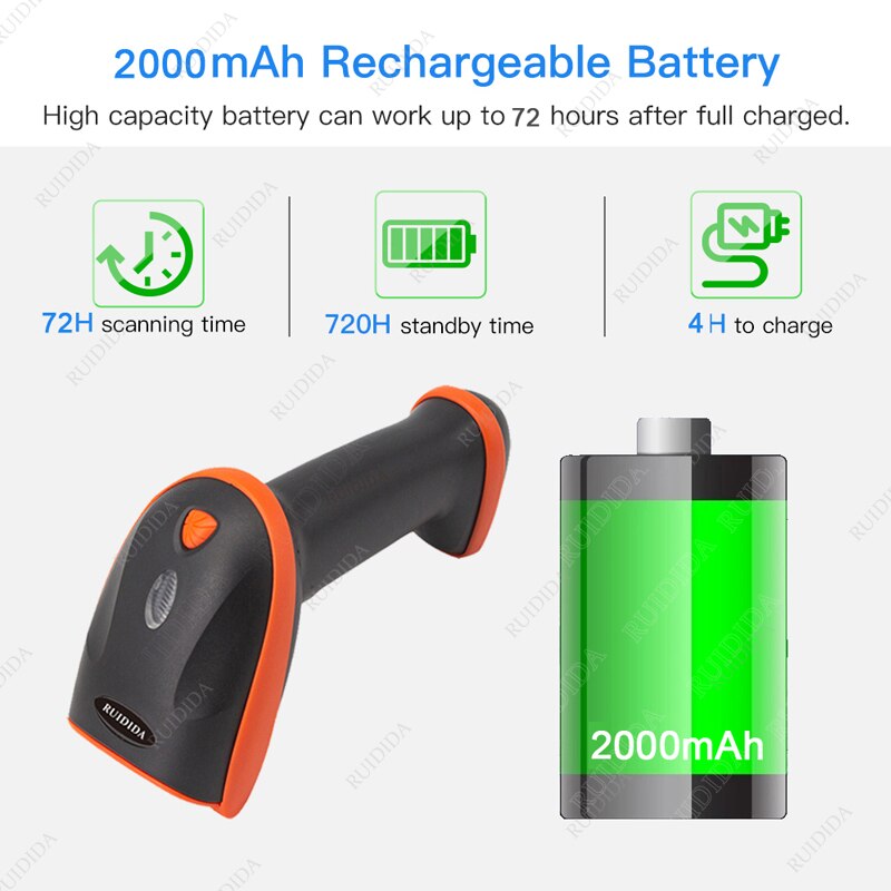 Bluetooth 2D Barcode Scanner Wireless QR Code Reader 2d Wired Handheld Scanner USB qr Scanner PDF417 for IOS Android Phone PC