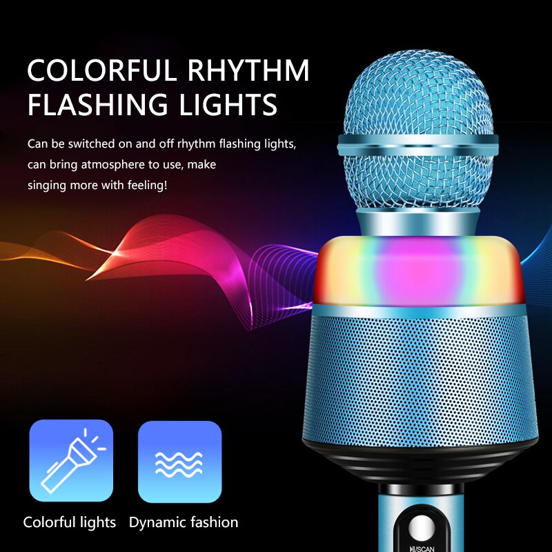 Micrófono inalámbrico Q008 con Bluetooth para Karaoke, condensador con USB, altavoz de mano con micrófono para cantar en teléfono móvil