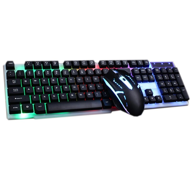 Combo PC Gamer LED Gaming Keyboard And Mouse Set Wired 2.4G Keyboard Gamer Keyboard Illuminated Gaming Keyboard Set: 8FF300129-BK