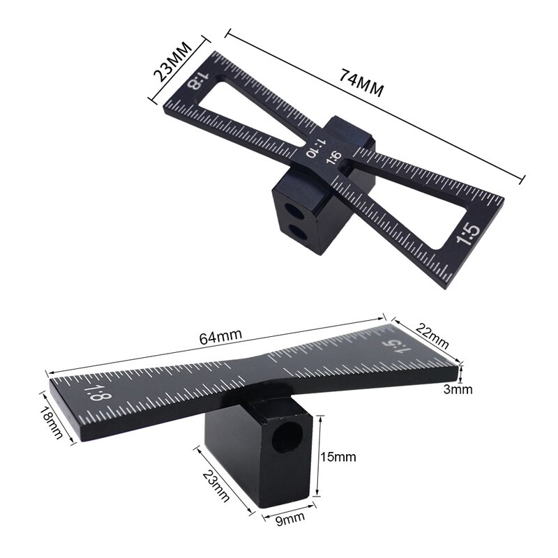 Houtbewerking Zwaluwstaart Marker Aluminium Zwaluwstaart Markering Met Schaal Zwaluwstaart Gids Gereedschap Template 1:5 & 1:8 Hout Gezamenlijke Gauge