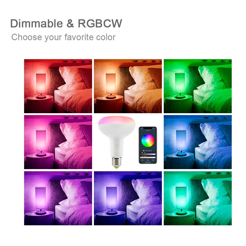WiFi Smart Light Bulb 11W R95 Dimmable Multicolor Wake-Up Lights No Hub Required Compatible with Alexa and Google Assistant