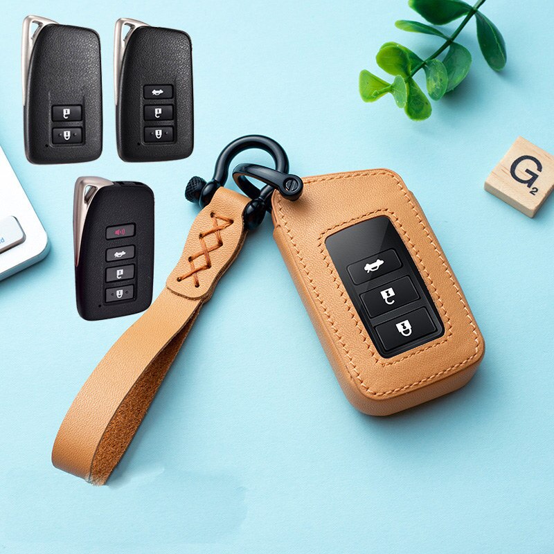 Leather Car Key Case Cover fob for Lexus RX350 NX300 Es300h Rx450h GS300 GX470 IS250 ES350 LX570 GX460 Nx300h Is300h: Brown