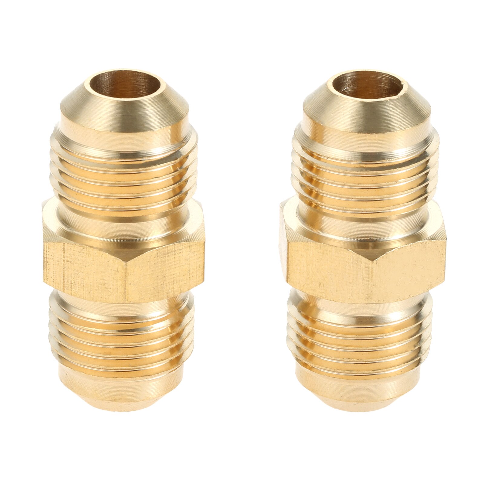 2 Pcs 3/8" Male Flare Thread Coupling Fittings Propane BBQ Grill Brass Union Adapter (3/8" Male Flare x 3/8" Male Flare)