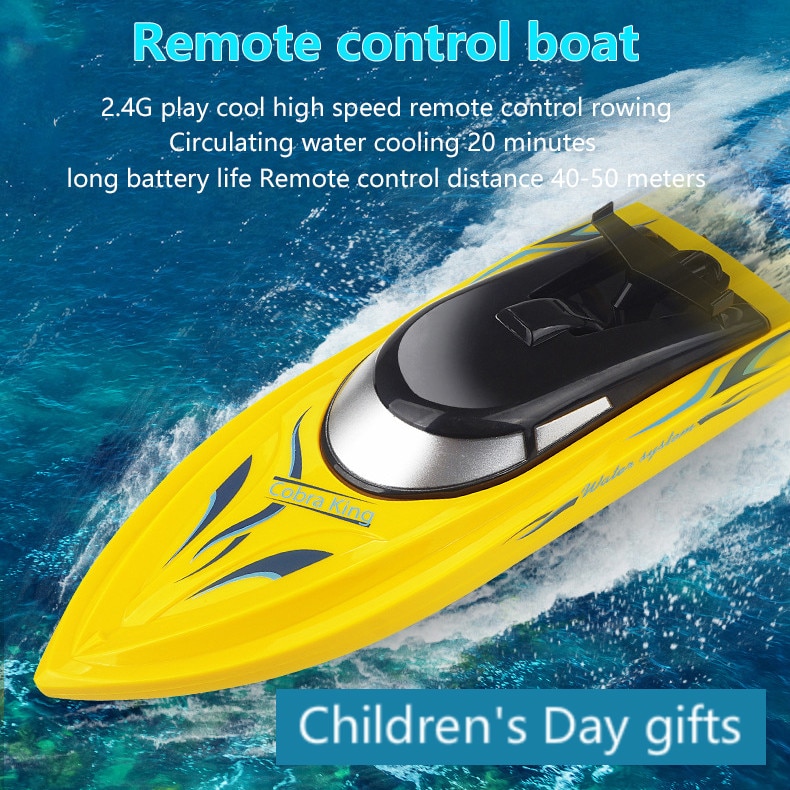 Barcos RC 2,4g Barco de Control remoto dura 20 minutos remo de alta velocidad verano agua niño doble capa impermeable modelo Avión de juguete