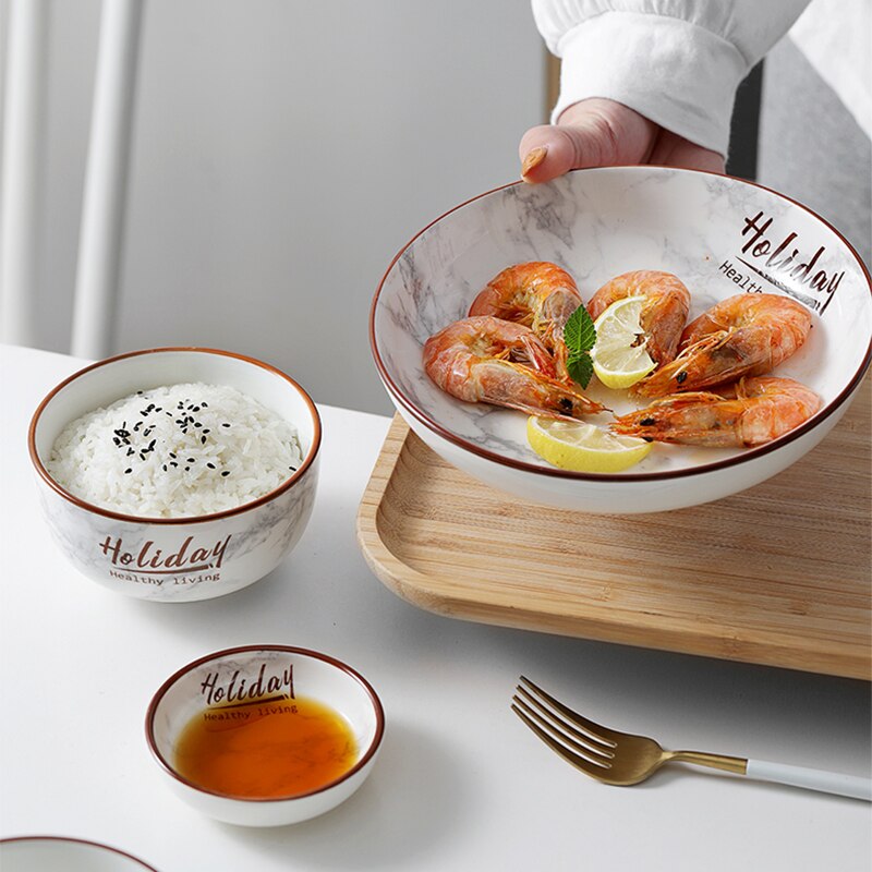 Marble Ceramic Tableware Dinner Plate Dishes Luxury Plate Dinnerware Kitchen Plate Tableware Set