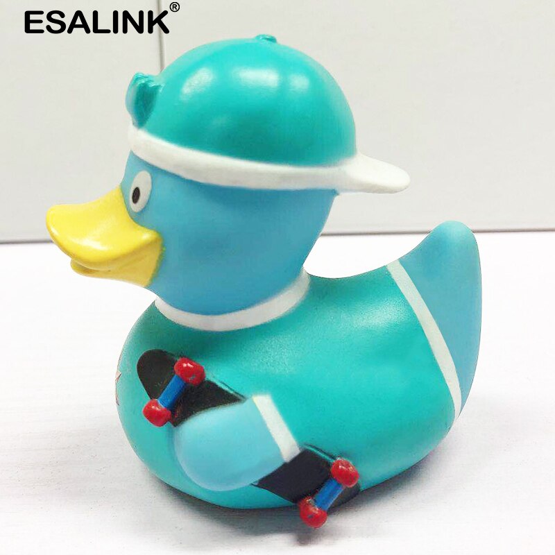 ESALINK 7-12Cm Ente Baby Spielzeug Kognitiven Puzzle Schwimm Spielzeug Skateboard Junge Duc Gummi Ente Bad Spielzeug Für mädchen