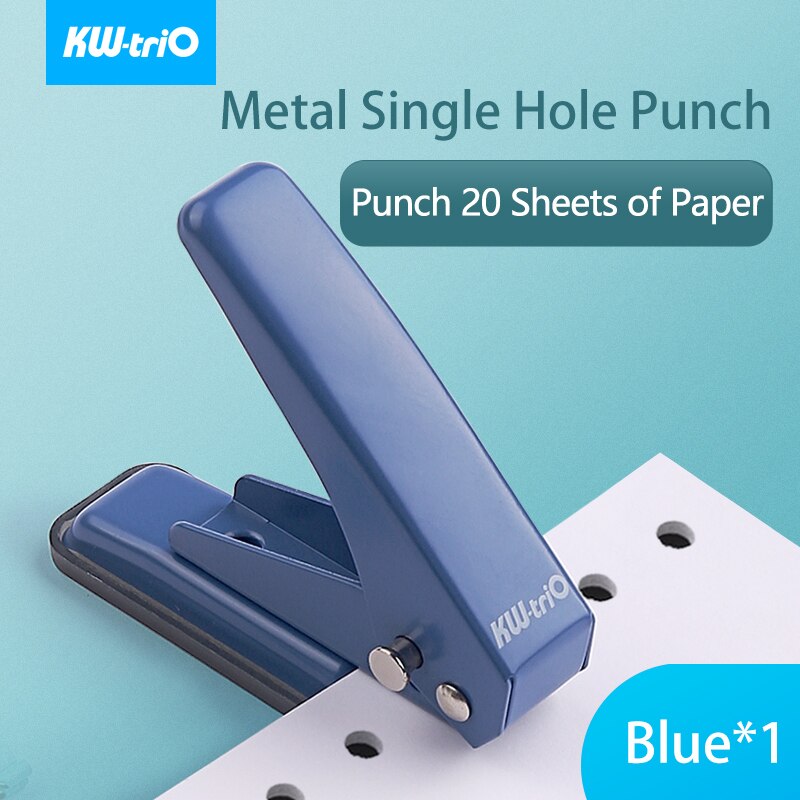 KW-triO Mini Single Hole Punch Plastic Notebook Hole Puncher Portable Planner Circular Punch Scrapbook Perforating Cutter Pliers: Blue Metal Punch