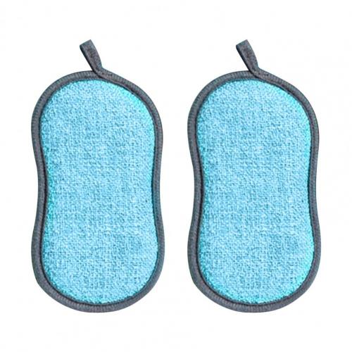 Éponges à récurer pour la vaisselle, anti-rayures, en microfibre, antiadhésives, outils de cuisine, Gadgets de lavage de Pot, 2 pièces: green