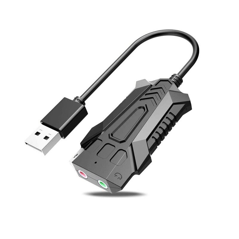 Draagbare Usb Geluidskaart Externe Usb Oortelefoon/Microfoon Interface Geluidskaart Voor Windows/Mac/Linux: Default Title