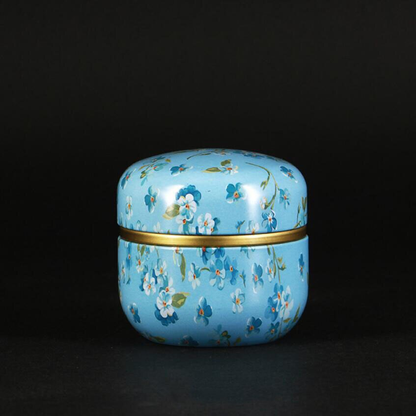 Lata de té de metal de alta gama, creativa, japonesa, pequeña, redonda, portátil, para viaje, caja de embalaje, caja de hierro: 01