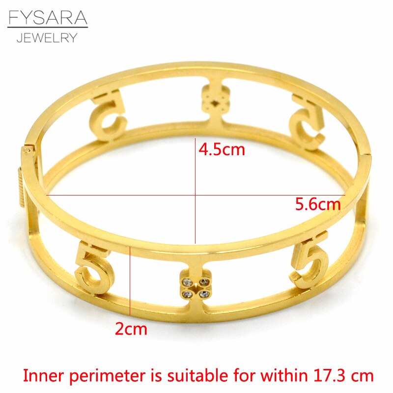 Fysara rostfritt stål ihåliga nummer 5 armband & armband för kvinnor manschett breda armband lyxiga klassiska smycken för bästa vän