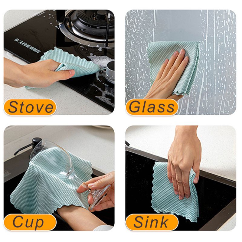 Effektiv glassrengjøringshåndkle speil rengjøringsklut absorberende kjøkkenhåndklær 25 x 25cm servietter for glassoppvask tørkeklut