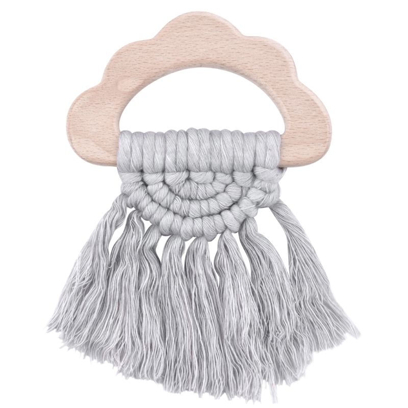 Vintage Baby Cloud Vorm Houten Bijtring Eco-vriendelijke Organische Houten Rammelaar Ring Chewable Baby Tandjes Speelgoed L9CD: Grijs