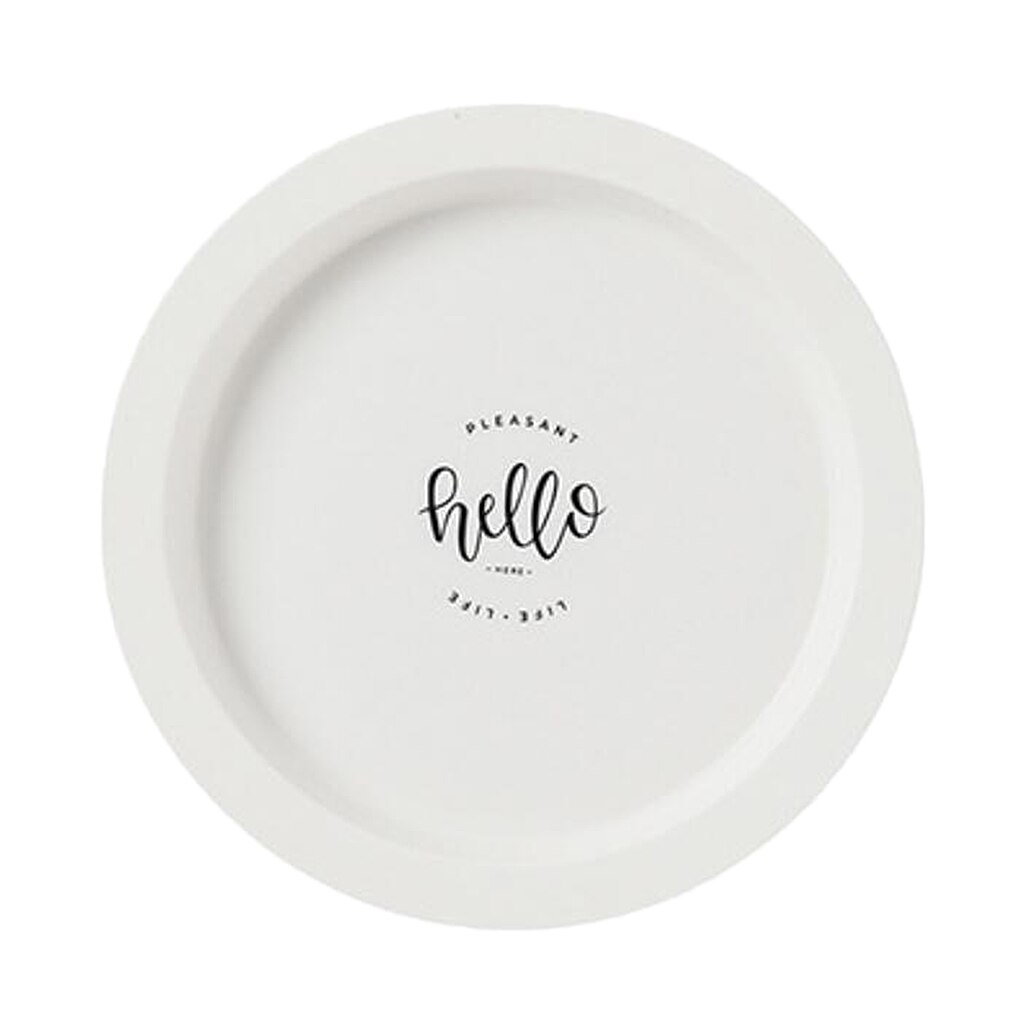 8&#39;&#39; Appetizer Platter Salad Fruits Snacks Plates Microwave &amp; Dishwasher Safe: White HELLO