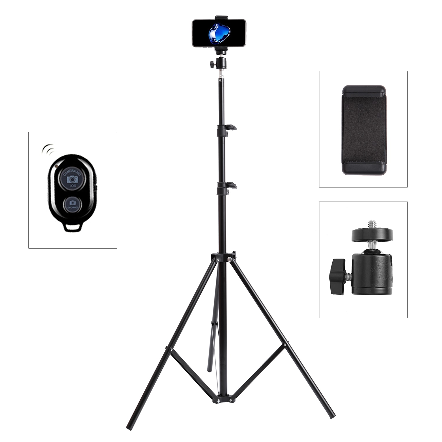 Draagbare 160Cm 200Cm Selfie Sterke Foto Statief Voor Mobiele Telefoon Digitale Camera Ring Lamp Met Bluetooth Afstandsbediening