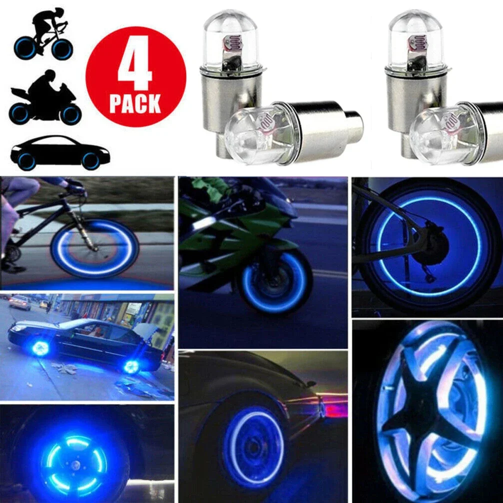 Car Hub Ambient Light Bicycle LED Tire Lights Universal Car Neon Lamp Valve Cover Lights Tire Colorful Flashing Bulb Decoration