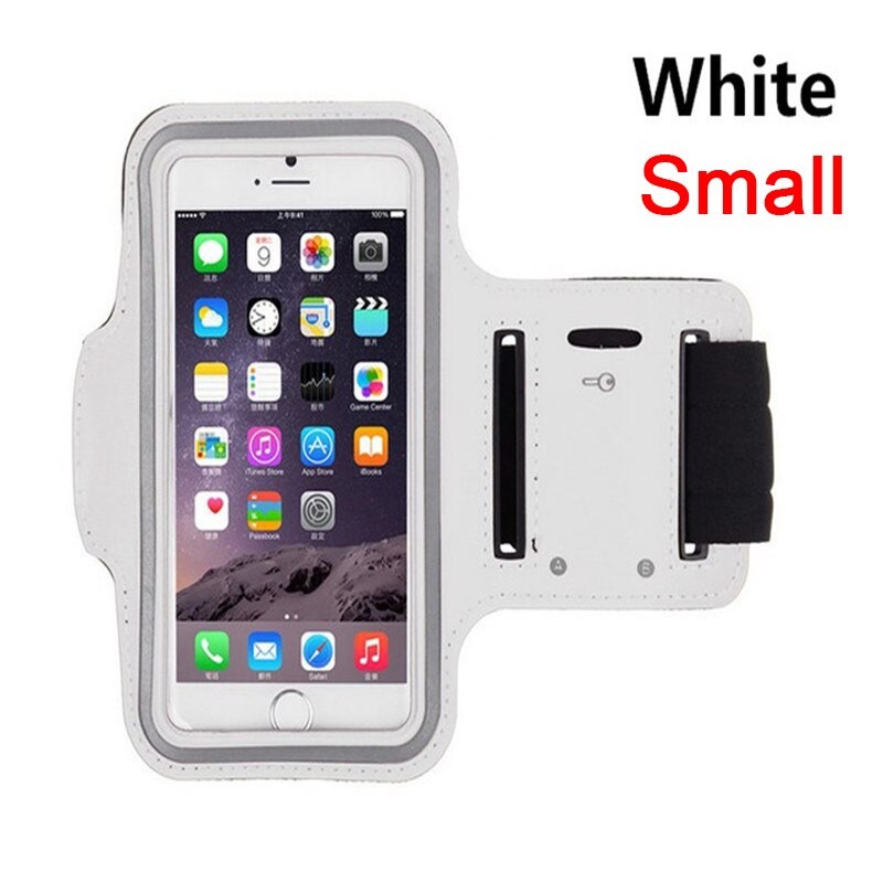 Waterproof 5.5" Gym Running Phone Bag Arm Band Case for iPhone 7 Outdoor Sports Phone Holder Armband Case for J4 J6: Small White