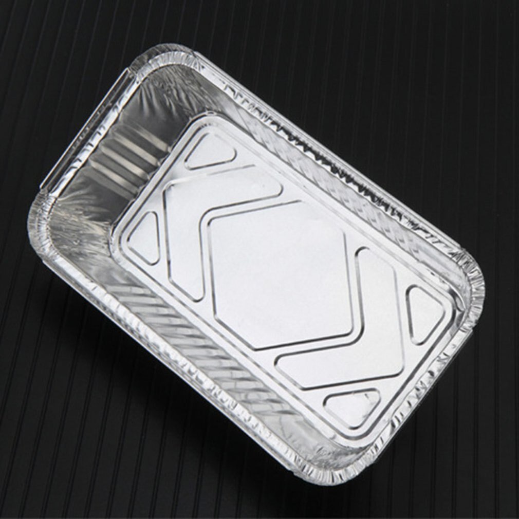 Tin karton grill rektangulær aluminiumsfolie kasse madkasse tin folie skål engangs takeaway pakket madkasse container