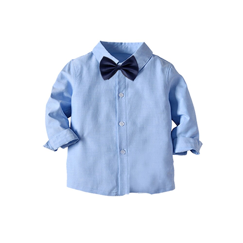 Blue Baby Clothes Childrens Suits 2Pcs/Set Kids Baby Boys Suit Solid Shirt+ Pants Set For Boys For Formal Party 1-6 Age