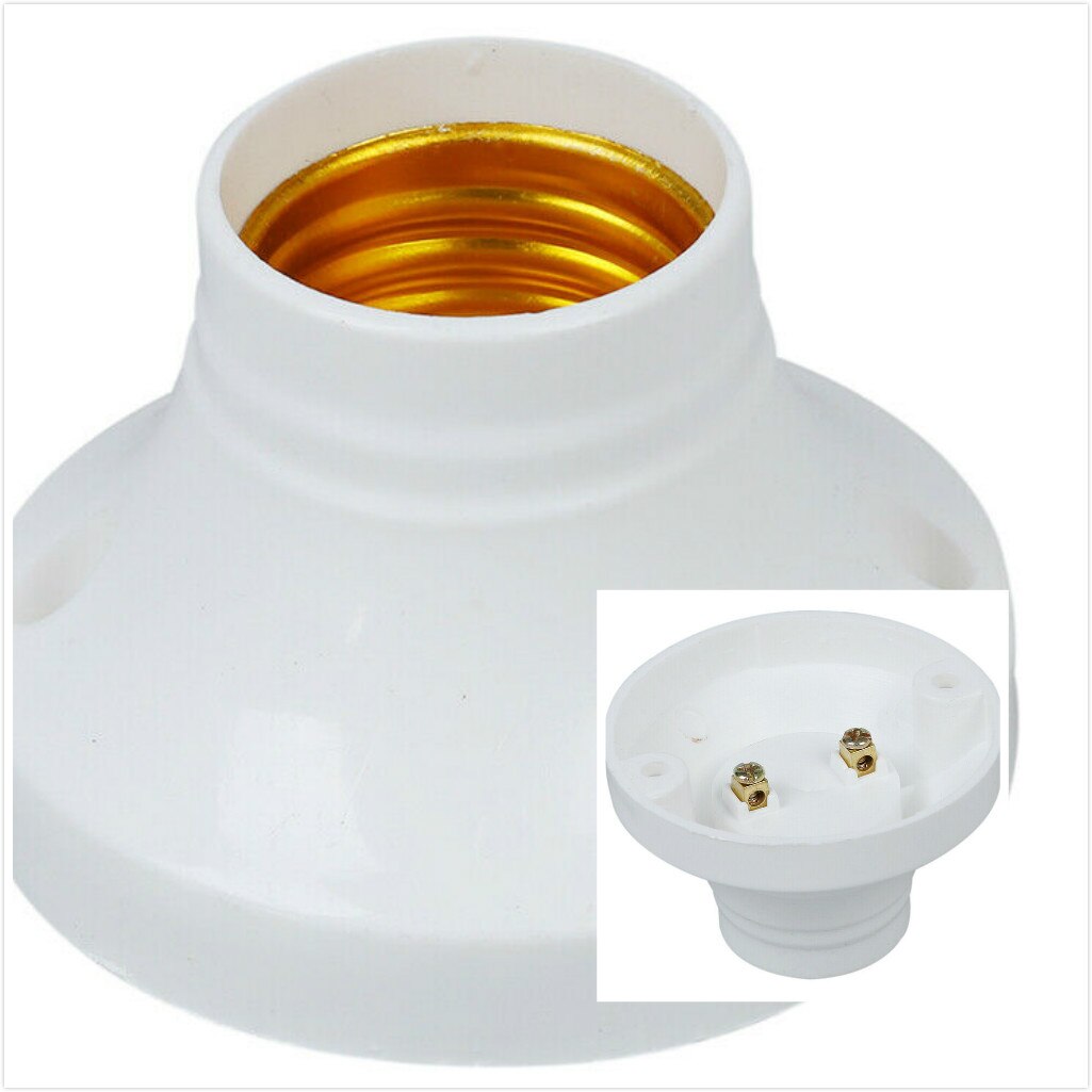 1 white round E27 lamp holder, white bracket round plastic base screw bulb socket holder, lamp holder ceramic bulb holder wire