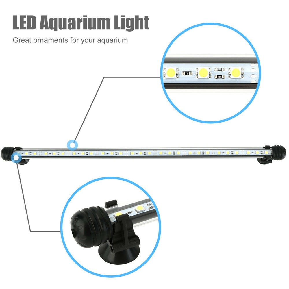 Akvaario valo led vedenpitävä kala akvaario valo vedenalainen kalalamppu akvaariot sisustus valaistus kasvi lamppu 19-49cm 220v eu teho