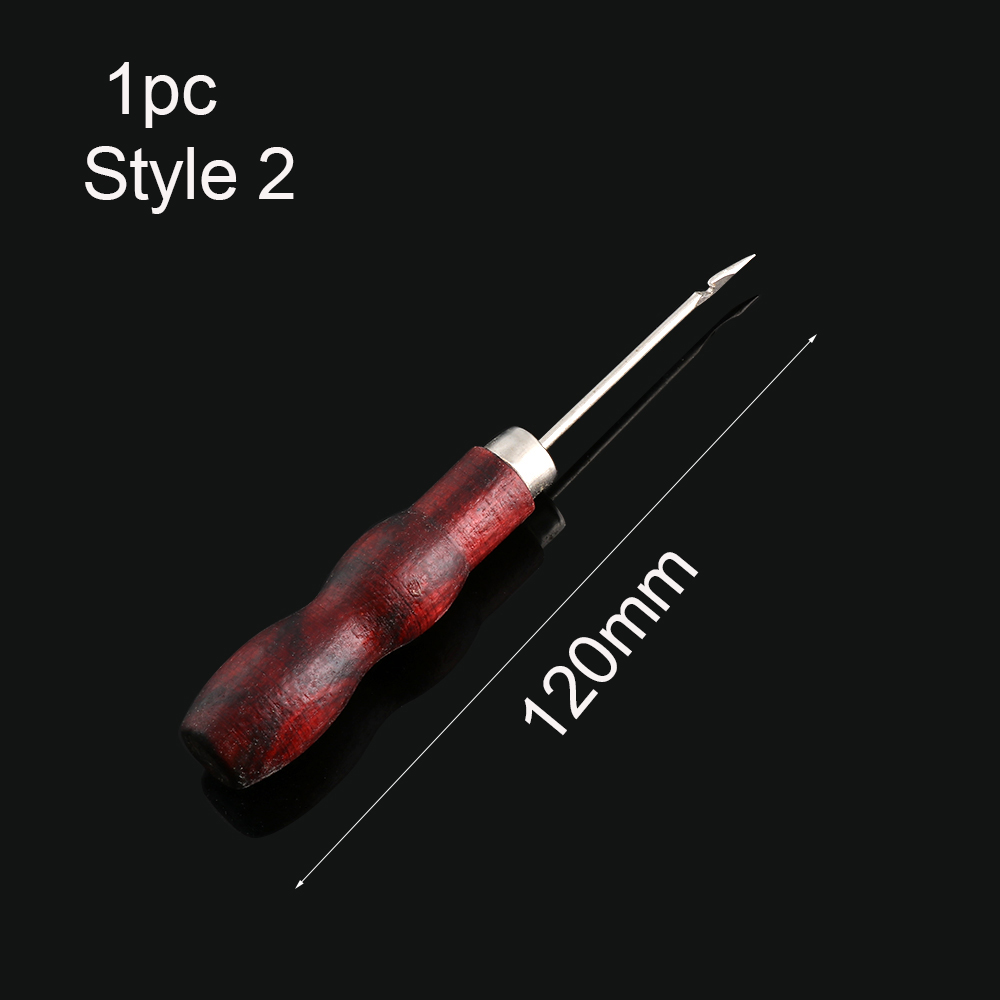 1/3 stk træhåndtag diy læder telt sy syning pin hul hul reparation værktøj hånd søm læderfabrik nål sy tilbehør: 1pc stil 2
