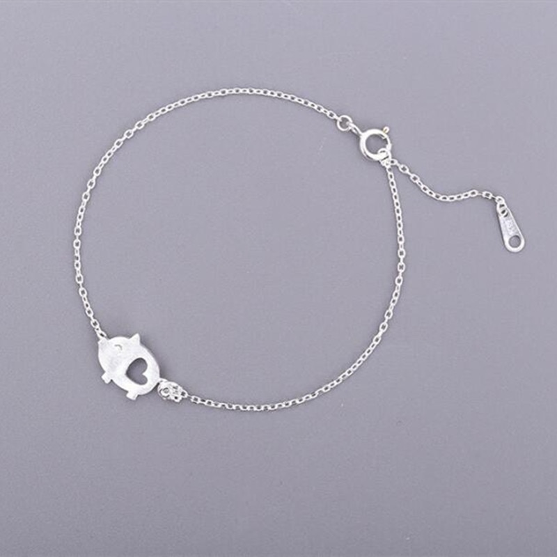 Exquis fait à la main 925 bijoux en argent Sterling Bracelets dessin petit cochon mignon belle femelle creux Bracelets SB71