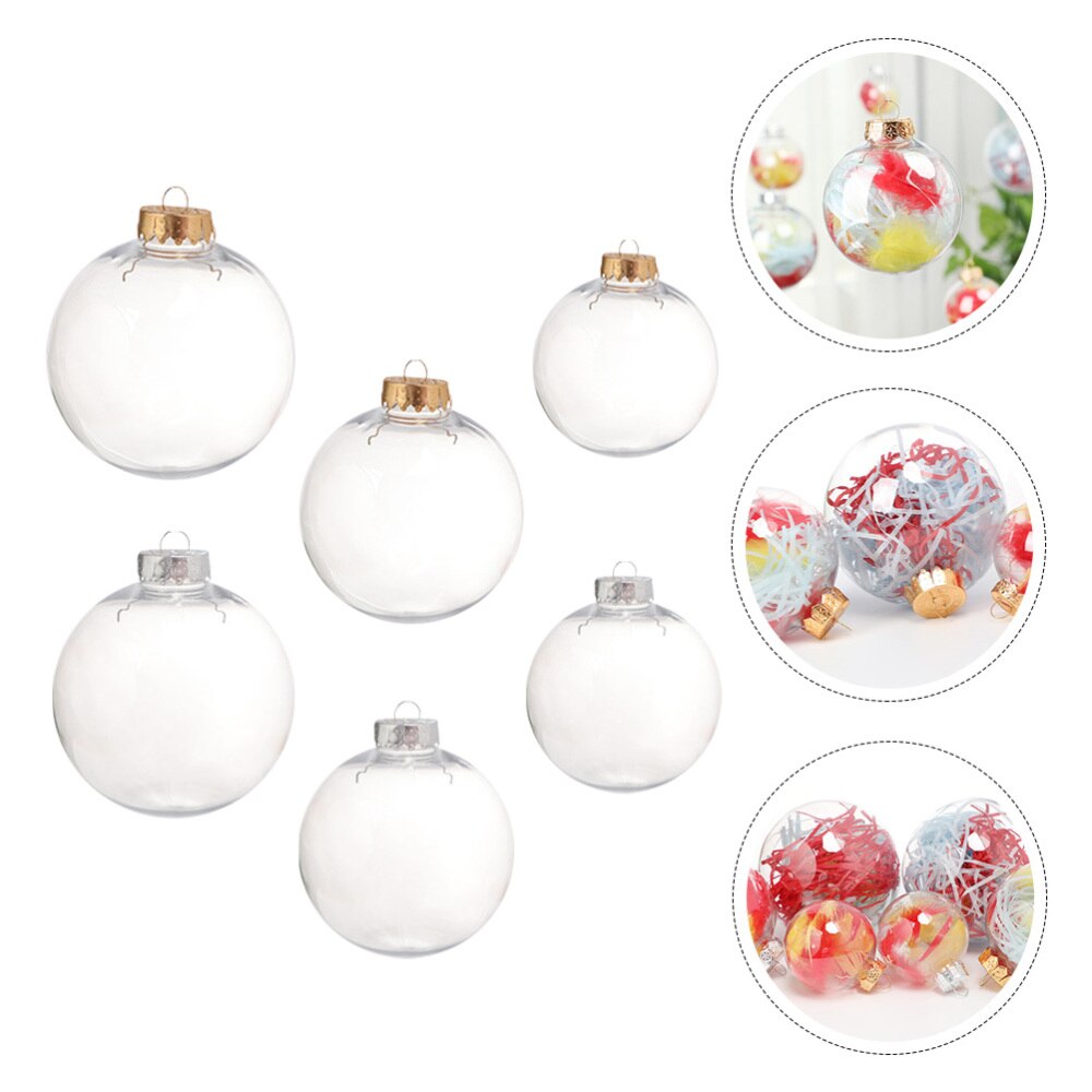 6Pcs Decorative Ball Transparent Ball Hollow Ball Hanging Ball Decor for Home Festival Party