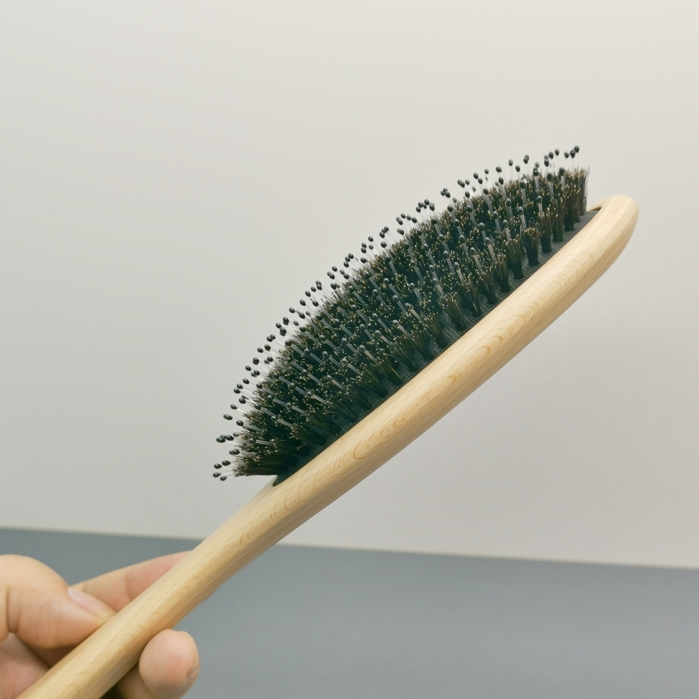 Cepillo de pelo de cerdas de jabalí de Madera Suave, cepillo para el cuero cabelludo, desenredante, alisado, paleta, peine para cabello rizado, grueso, cabello húmedo y seco, mujer y hombre