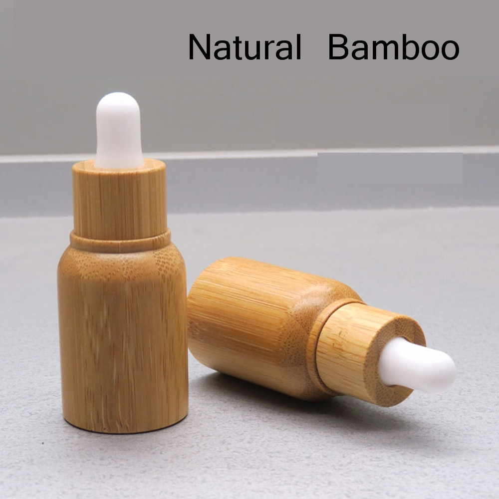2 stk/partij 10ml lege Natuurlijke Bamboe Hout fles dropper fles hervulbare fles gratis tool
