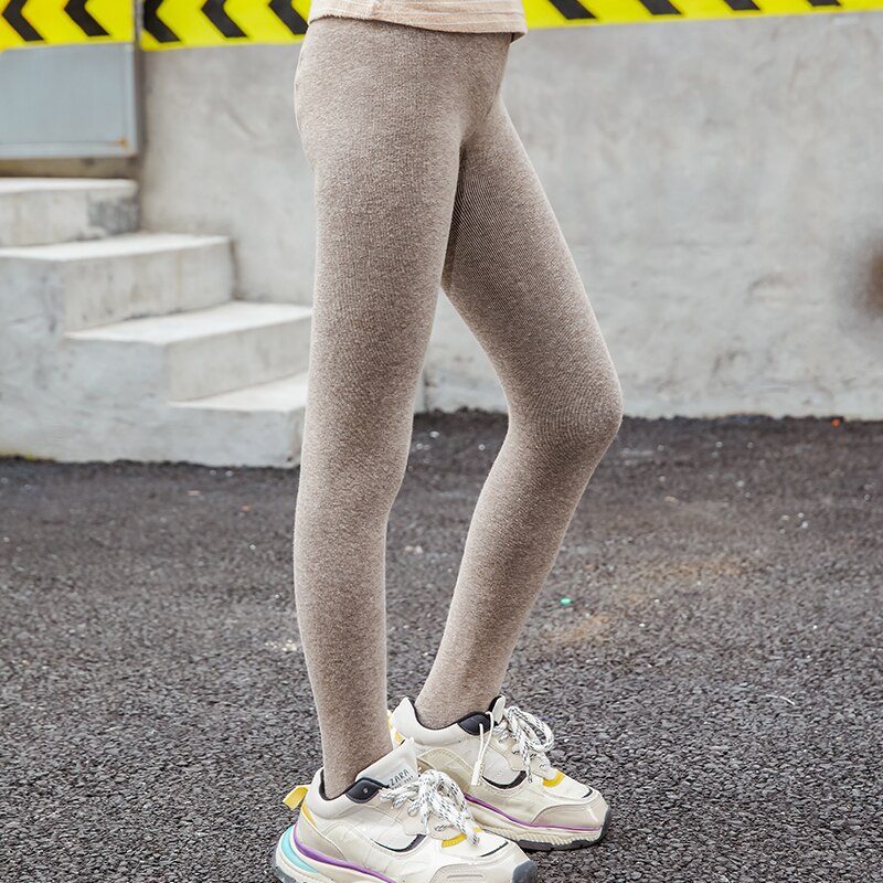 Ankomster vinter tykk varm stil låve ull strømpebukse med fleece varmt fôr låve vinter tights: kaki / S 6 til 8 år