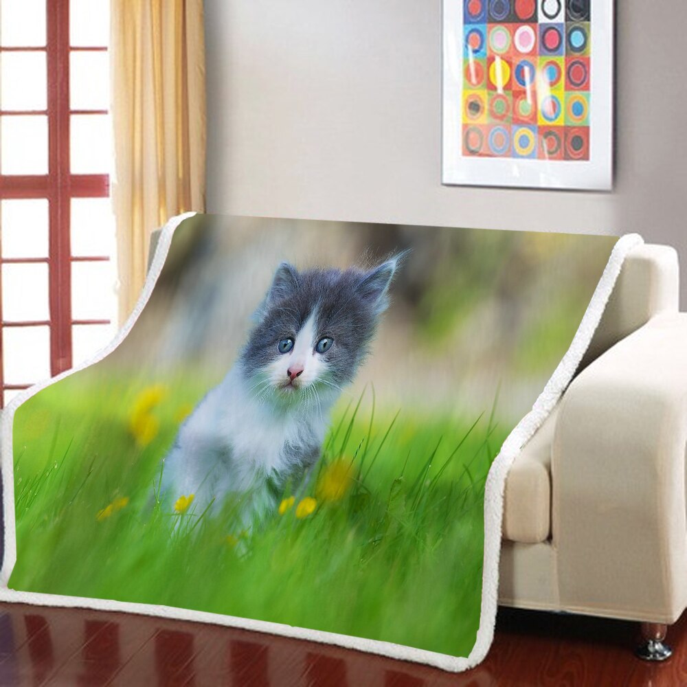 Zwierzęta kot rzut narzuta na łóżko Sofa zwierząt pluszowe Sherpa koc Pet narzuty tkanina Sherpa, polar drukuj cienka kołdra Dropshipping: color-7 / 130x150cm