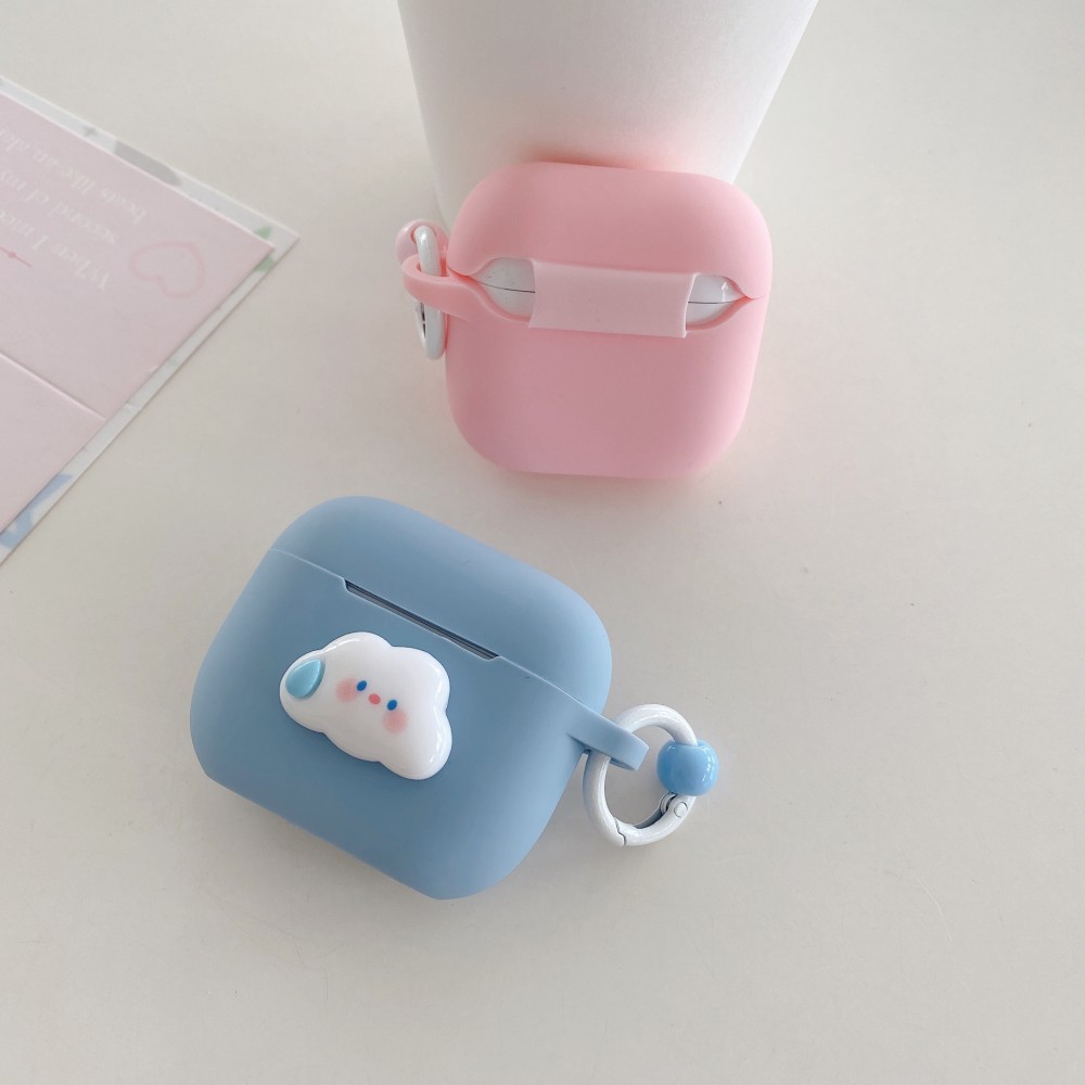Étui pour écouteurs sans fil Apple Airpods 4 3 2 1 Pro 2 génération, étuis de protection en Silicone 3D avec nuage de dessin animé avec accessoire d'anneau