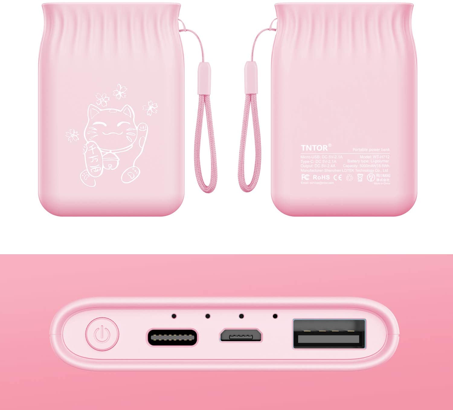 Banco de potência rosa 5000 mah magro usb bateria externa do telefone móvel carga rápida para o iphone xiaomi portabler mini powerbank com sacos